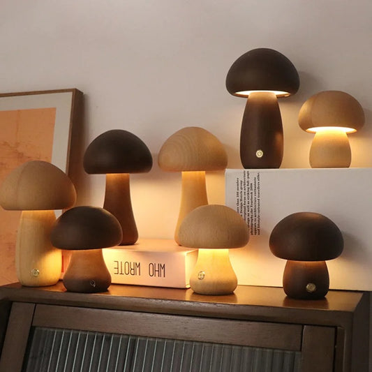 Wooden Mushrooms Lamp