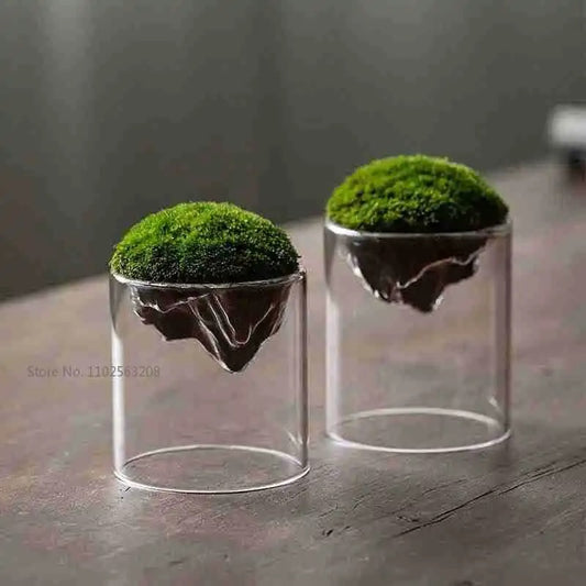 Mountain Shaped Moss Glass Bottle