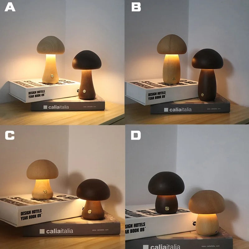 Wooden Mushrooms Lamp