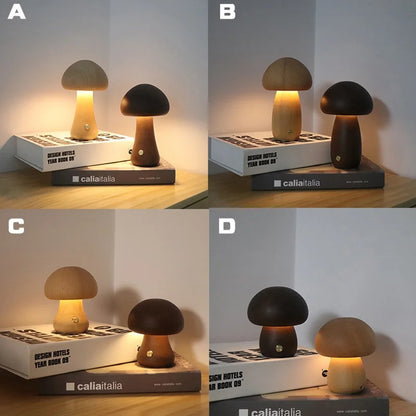 Wooden Mushrooms Lamp